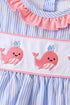 Blue Whale Embroidered Seersucker Bloomer Set