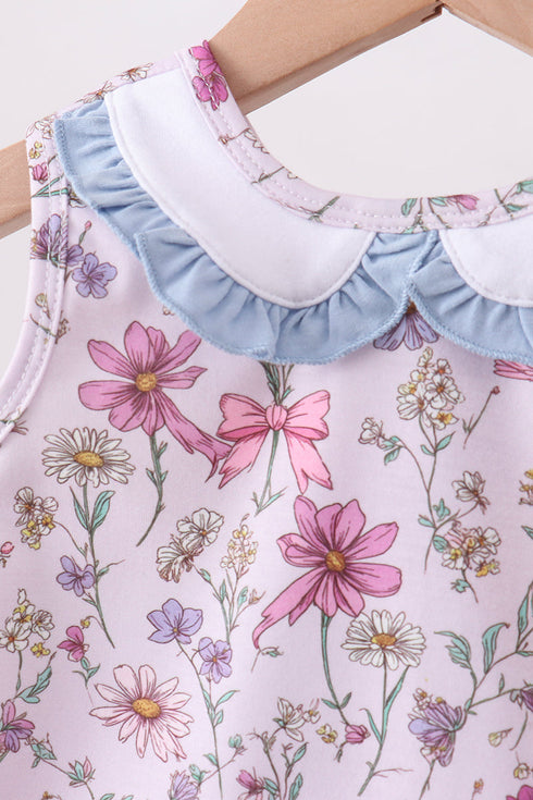 Purple Garden Ruffle Bloomer Set