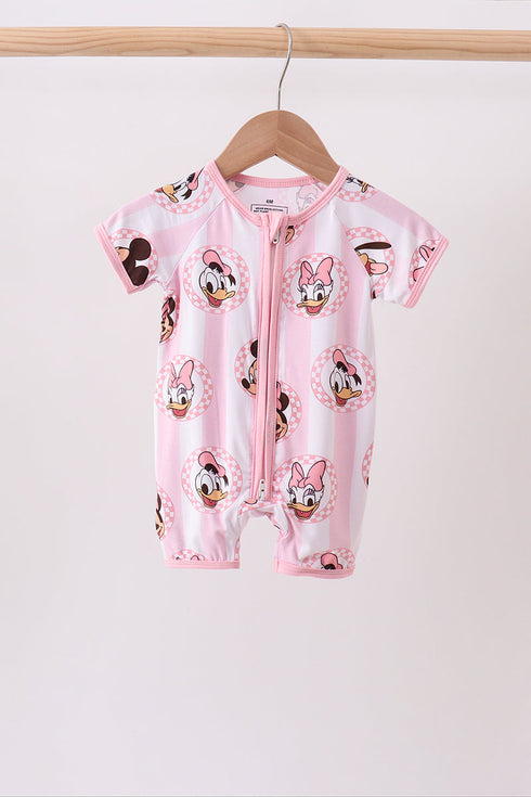 Pink character bamboo romper