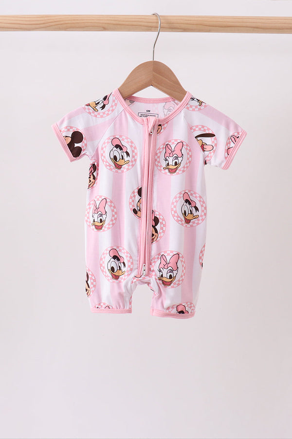 Pink character bamboo romper