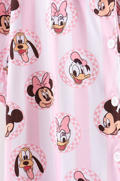 Pink character bamboo pocket mom pajama set