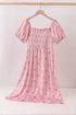 Pink Floral Smocked Mom Dress