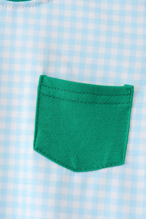 Green grid pocket romper
