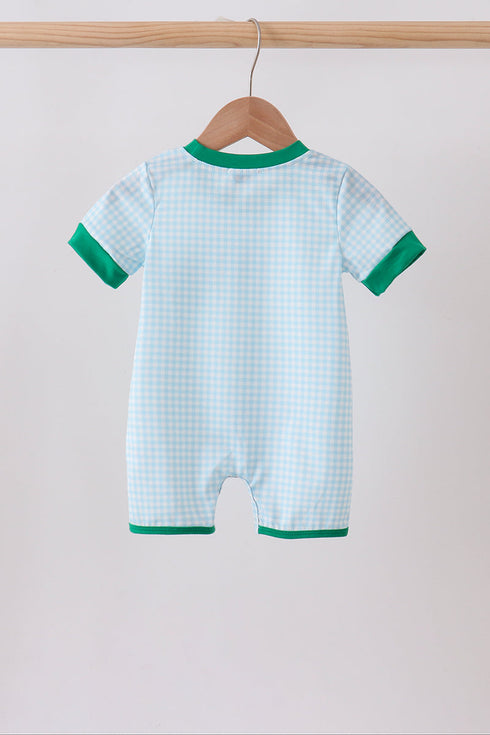 Green grid pocket romper