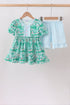 Green house floral Ruffle Shorts Set