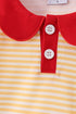 Mustard Stripe Apple Embroidered Top