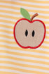 Mustard Stripe Apple Embroidered Top