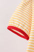Mustard Stripe Apple Embroidered Top