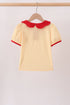 Mustard Stripe Apple Embroidered Top