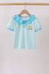 Blue Stripe School Bus Embroidered Top