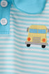 Blue Stripe School Bus Embroidered Top