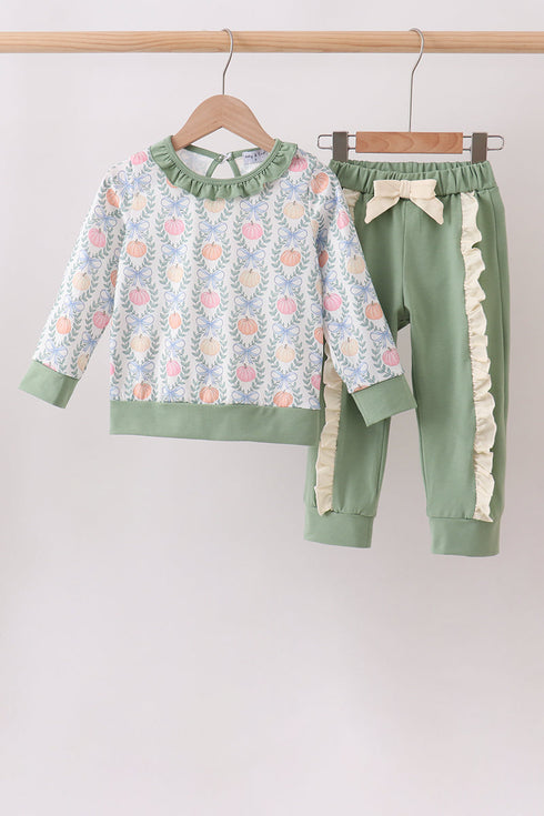 Sage Pumpkin Ruffle Jogger Set
