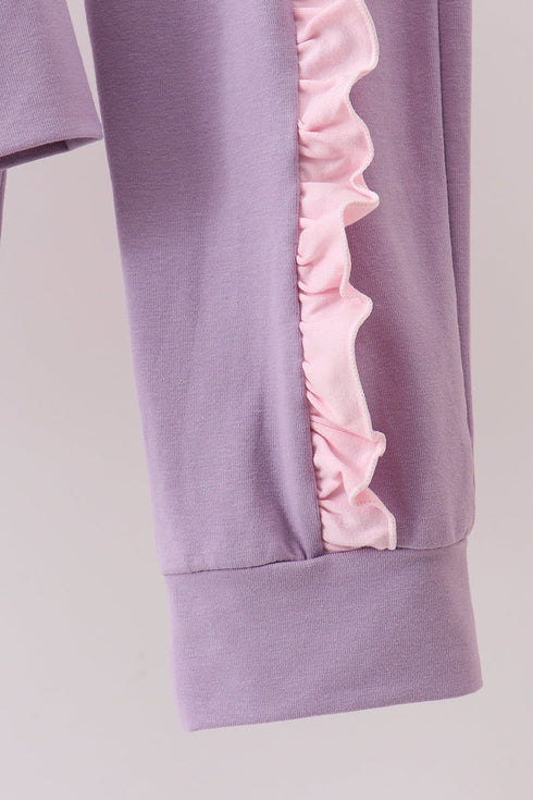 Purple Butterfly Ruffle Jogger Set