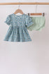 Teal Floral Lace Bow Bloomer Set