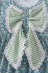 Teal Floral Lace Bow Dress