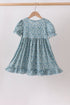 Teal Floral Lace Bow Dress