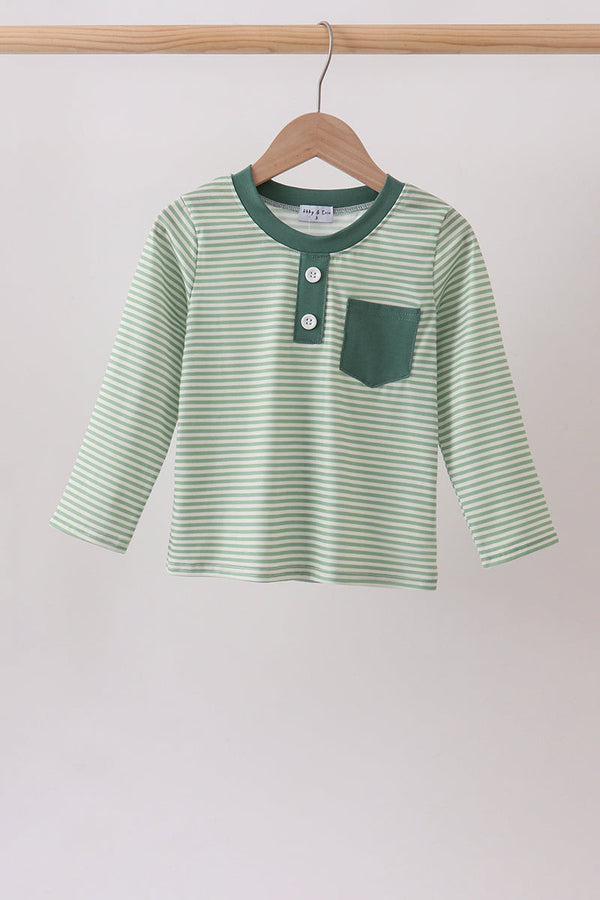 Teal Stripe Pocket top