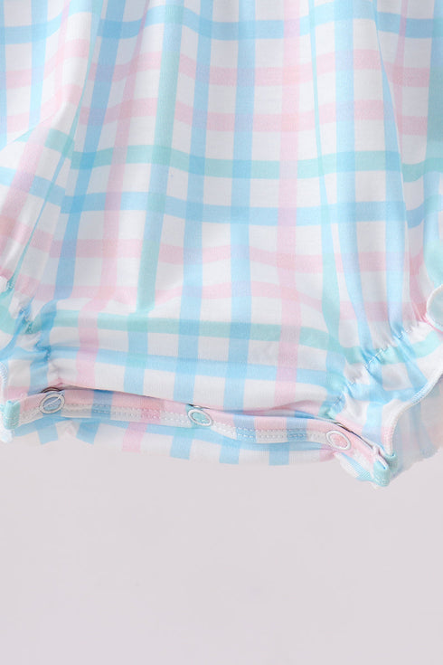 Pink Crocodile Smocked Gingham Bubble