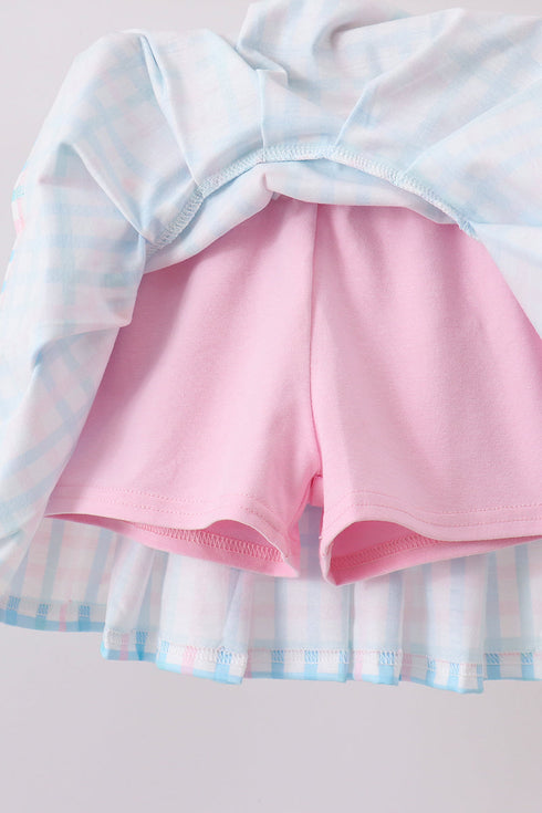 Pink Crocodile Smocked Skorts Set