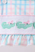 Pink Crocodile Smocked Gingham 2PC Swimsuit
