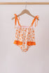 Orange Floral Print Ruffle Swimsuit