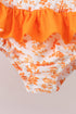 Orange Floral Smocked 2PC Ruffle Swimsuit