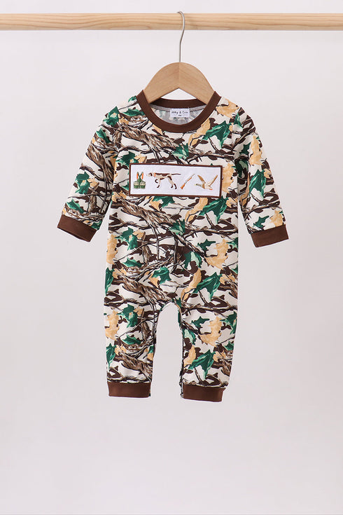 Camouflage Hunting Embroidered Romper