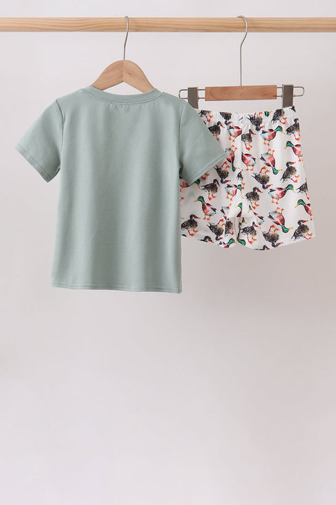 Sage Mallard French Knot Shorts Set