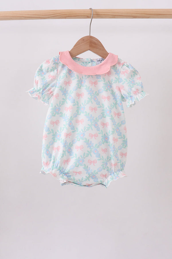 Pink Floral Bow Print Bubble