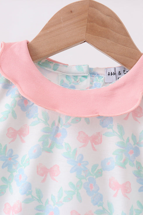 Pink Floral Bow Print Bubble