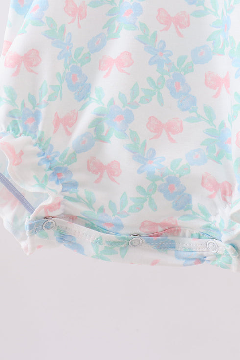 Pink Floral Bow Print Bubble