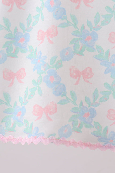 Pink Floral Bow Print Bloomer Set