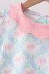 Pink Floral Bow Print Scalloped Shorts Set
