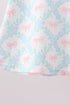 Pink Floral Bow Print Scalloped Shorts Set