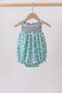 Green Floral Smocked Ruffle Bubble