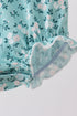 Green Floral Smocked Ruffle Bubble