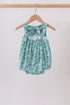 Green Floral Smocked Ruffle Bubble