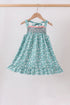 Green Floral Smocked Ruffle Dress