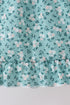 Green Floral Smocked Ruffle Dress
