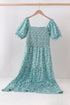 Green Floral Smocked Mom Dress