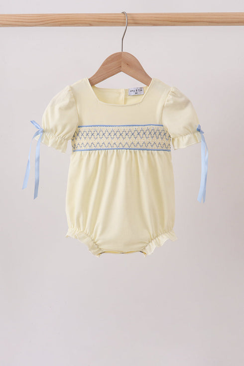 Cream smocked bubble