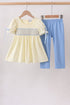 Cream smocked bow pants set