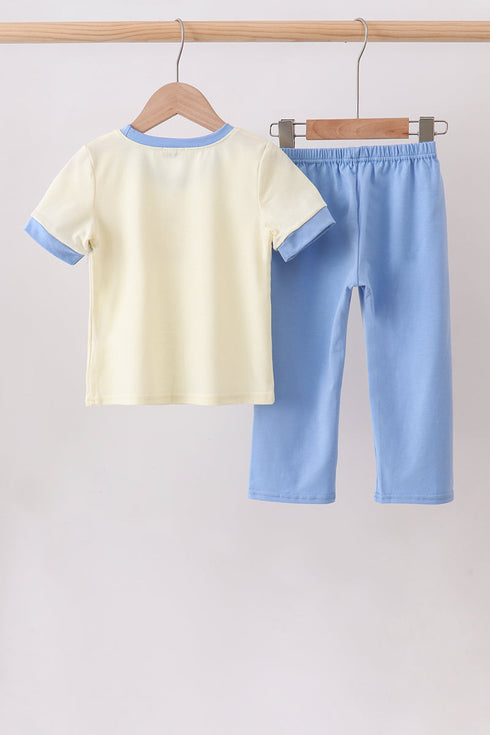 Cream smocked pants set