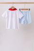 Blue Puppy Embroidered Boys Shorts Set