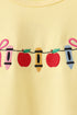 Yellow Apple Crayon Embroidered Ruffle Pants Set