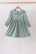 Green Floral Smocked Dress