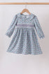 Blue Floral Smocked Dress