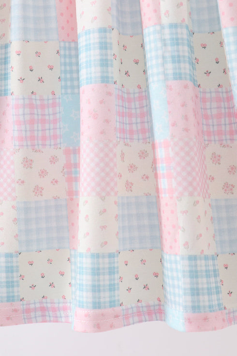 Checkered Floral Smocked Dress