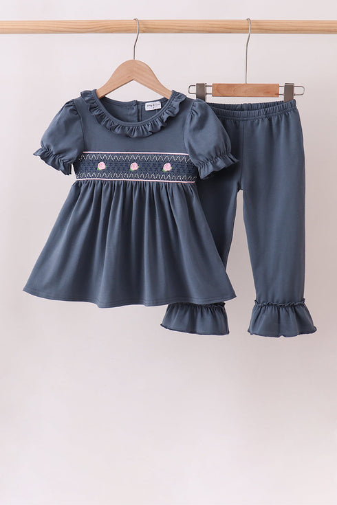 Garden Rose Smocked Ruffle Pants Set