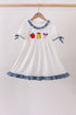 Blue Apple Crayon French Knot Ruffle Dress